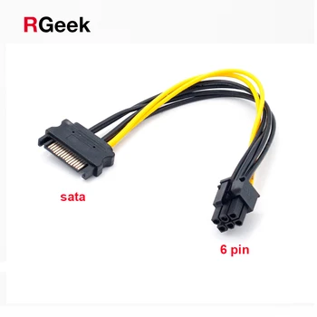 RGEEK 20 cm SATA 15pin на 6-Pin PCI-E PCIE Express, графичен конвертор, адаптерные кабели