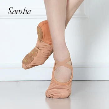 Sansha/балетные обувки за възрастни с 4-лентова еластична мрежа, туфли с 3 цепки на стъпалото, Розово-черните Танцови обувки № 357M/ БРОЙ 357X