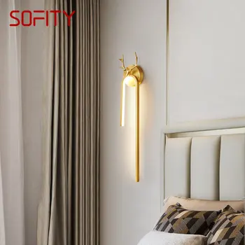SOFITY Модерен Златен Месинг, с монтиран на стената Лампа LED 3 Цвята Творческа Елегантна халба бира за Дома, Хол, Спалня