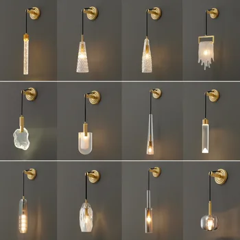 SOFITY Скандинавски монтиран на стената Лампа LED Модерен Лукс Реколта Кристални Месингови Аплици Лампа Декор за Дома Хол Спалня Коридор