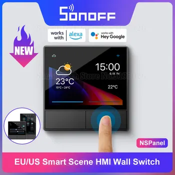 SONOFF NSPanel Smart Scene Стенен прекъсвач HMI ЕС / САЩ Панел с Няколко Режима на Управление Термостат за Показване на времето в реално Време през приложението eWeLink