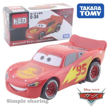 Takara Томи Disney Pixar Cars Tomica C-34 Lightning McQueen (Тип пътувания път) Детски Играчки за Кола, Монолитен под налягане, Метални модел