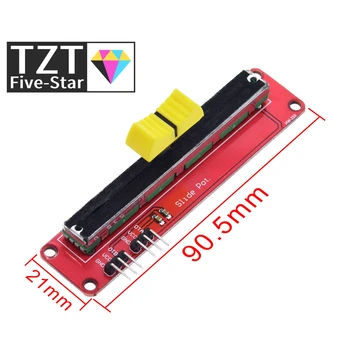 TZT Подвижен потенциометър 10K Линеен модул с двоен изход за блок Arduino AVR