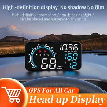 Автомобилен GPS за измерване на скоростта HUD-Head up дисплей, скорост, км/ч, мили/ч с напомняне, аларма, аксесоари за автомобилна електроника, бордови компютър на автомобила