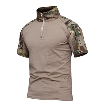 Армията тактическа тениска за Еърсофт оръжия, камуфляжная мъжка тениска с къс ръкав, военна памучен тениска, Риза за бойни нападки, Дрехи за пейнтбола, Hoody