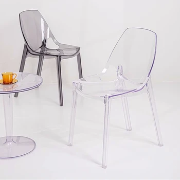 Бели Прозрачни трапезни столове, Градински скандинавските ергономични скринове Трапезни столове Улични евтини играчки за хранене Декорация на дома