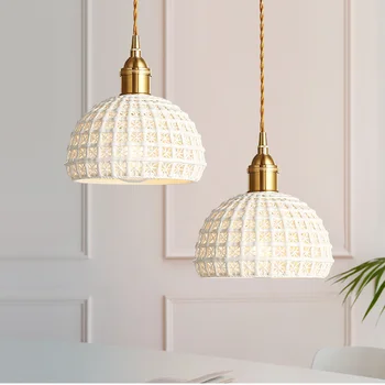 Висящи лампи led модерни полилеи в скандинавски стил за домашен интериор на хола, окачен спални, кухня, керамични лампи за кафе