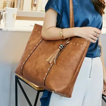 Дамска чанта-тоут през рамо Дамски луксозна дизайнерска чанта от изкуствена кожа, Чанти през рамо ретро Тренд 2023