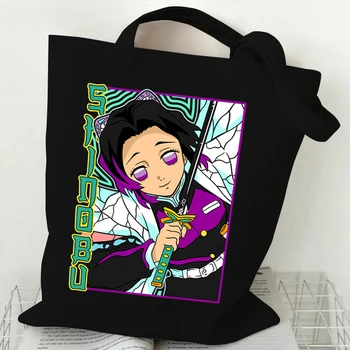 Дамски аниме-чанти Demon Slayer, дамски чанти-тоут, комикс, Coteaux Синобу, сгъваема чанта през рамо, женски преносими чанти за пазаруване