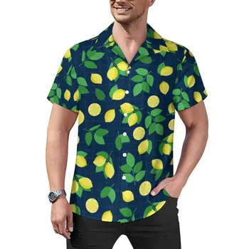 Ежедневни ризи Lemon Life, продажна риза с принтом зелени листа, хавайски блузи в стил харадзюку, мъжки с принтом големи размери