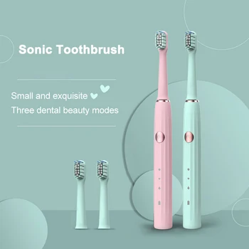 Електрическа четка за зъби D8081, USB зареждане, акумулаторна звукова четка за зъби 3 режима на почистване, 2 дюзи