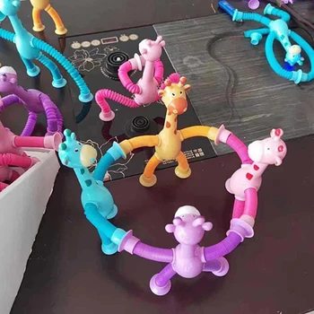 Играчки на присоске с животни, модел силиконов блок, търтей, събрана дизайн, образователни играчки за облекчаване на стреса с непоседой за деца