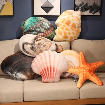 Истинска мивка Морска звезда, морски охлюви, стридата, плюшен възглавница, имитирующая морски животни океана, Забавна играчка, Креативен интериор на стаята