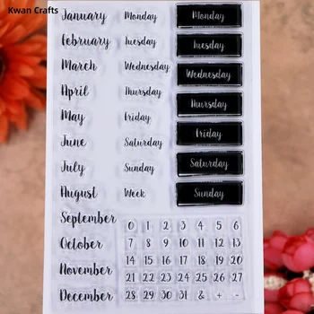Календарен месец Януари Декември Понеделник до Петък Седмица Прозрачни Печати за Направата на Картички, Бижута и scrapbooking със собствените си ръце 2304503