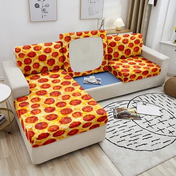 Калъф за възглавници на седалката на дивана с принтом хамбургер и бонбони, калъф за дивана серия Food, еластичен калъф за ъглови мебели за всекидневна декор