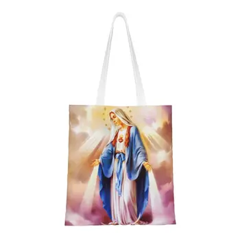 Католическата Чанта-Тоут за Пазаруване с Продукти от Дева Мария, Жена Холщовая чанта-Купувач за Дева мария от Гуадалупе, по-Голямата Голям Чанта