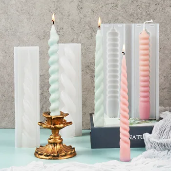 Класическа свещ в ивица с патрон Силиконова форма на DIY Ароматния сапун Изработване на свещи от смола Форма за сапун Подаръци Занаятчийски Стоки за дома