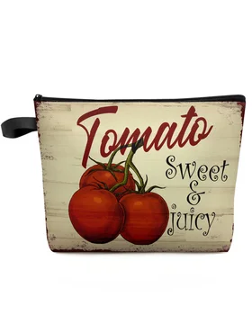 Косметичка за пътуване с доматен дървени зърно в ретро стил с голям Капацитет, Преносима чанта За съхранение на Грим, женски водоустойчив молив случай