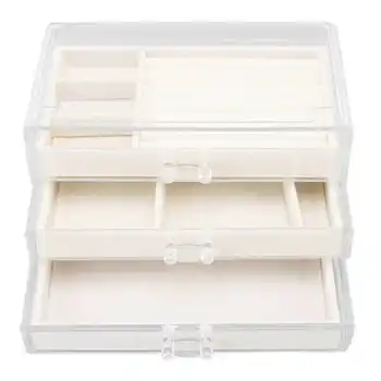Кутия за съхранение на бижута с 3 чекмеджета Кутия за съхранение на бижута за дома