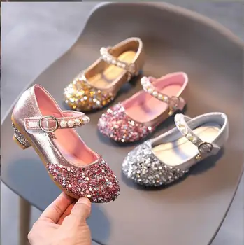 Лятна есенна детски обувки за момичета с перли, детски обувки принцеса с перлата на обувки, обувки за малки момичета, обувки за партита и сватби