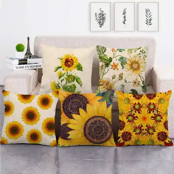 Лятна калъфка за възглавница с подсолнухом, калъфка с жълто цвете, домашен декор, калъфка за спалня, разтегателен диван, стол, Естетика стая 45x45