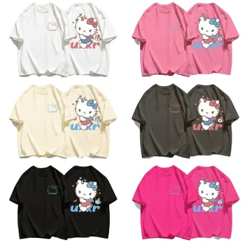 Лятна памучен тениска на Hello Kitty Kawaii Sanrio с шарени Аниме 