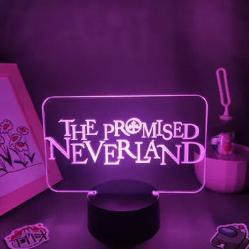 Манга The Promised Neverland 3D Лавовая лампа Аниме ЛОГОТО на RGB Led Неонови нощни осветителни тела, Цветни Подарък за приятел Украса на масата в спалнята