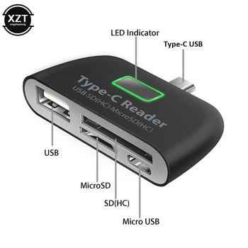 Мултифункционален четец на карти Type-C USB-C USB 3.0 SD/ Micro SD/ TF OTG Адаптер за Лаптоп USB-C Конвертор TypeC за телефон