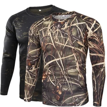 Мъжка тениска с дълъг ръкав за лов и туризъм, летни улични бързо съхнещи камуфляжные армейските военни тактически блузи, риболов, Къмпинг