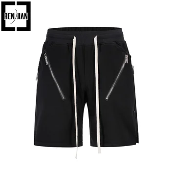 Мъжки къси джоггеры в стил хип-хоп, свободно намаляване, шорти Harajuku Y2K, еластичен колан, къси панталони с много джобове