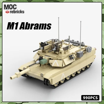 Набор от градивни блокове на WW II MOC, войната в Персийския залив, брониран танк M1 Abrams, военната серия, Модел оръжия, Тухли, Играчки, Подаръци за деца