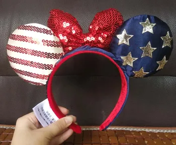 НОВА Превръзка на главата с Уши Мини Маус в Ивицата Americana Stars Американски Флаг