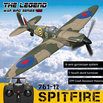Новият Британски Радиоуправляеми самолети Spitfire 2,4 G 4CH С дистанционно управление ЕНП 400 mm Размах на Крилата 6-Ос 761-12 Spitfire RC Warbird Мини-RTF Самолет