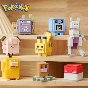 Покемон Пикачу Строителни блокове мультяшная модел, животно, кукла, образователна игра, графика, статуетка, тухлени играчки за деца, подарък