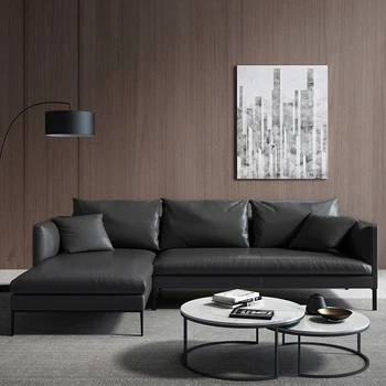Постмодернистский кожен диван луксозен лек дизайн кожа диван Италиански мебели американската вила диван