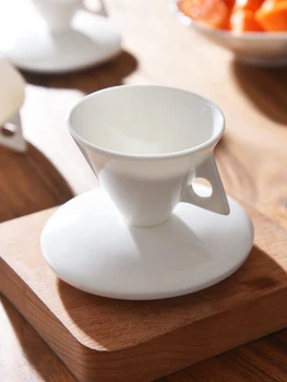 Проста керамични чашата за кафе с чинийка От Бял костен Порцелан, Десерт млечни чаша, английски еспресо, чашата за Кафе ръчно заваряване, Нежна Пара, чаша