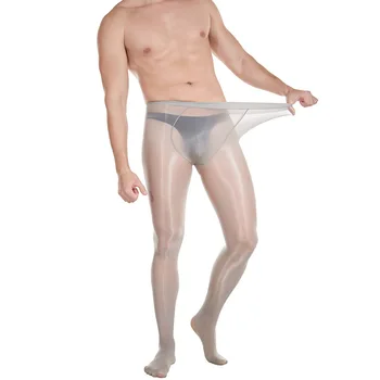 Секси мъжки чорапогащи големи размери, прозрачно масляное гланцово бельо, чорапогащи за момиченце, халка за пениса, U-образни калъф, подтягивающие бедрата, тънки чорапи