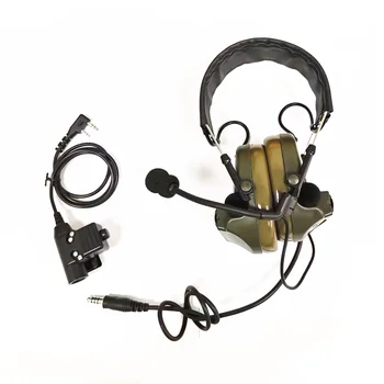 Силиконови слушалки TAC-SKY COMTAC II с шумопотискане, звукосниматель, военна тактическа слушалки DE + U94, включете Kenwood ПР