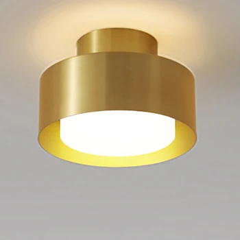Скандинавски творчески led тавана лампа черно-бял златен акрил алуминиева кръгла модерен минималистичен проход, коридор, стълбище плафониери