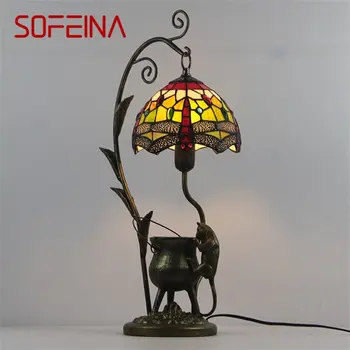 Стъклена настолна лампа SOFEINA Тифани, led модерен, креативен дизайн, новост, настолна лампа за дома, хол, хотел, прикроватной нощни шкафчета