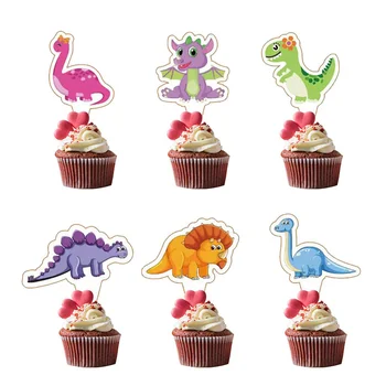 Топперы за торти в стила на динозаврите, Опаковки за кексчета за парти в стила на динозаврите, Украса за парти в чест на рождения Ден, подаръци за деца, флаг за торта, детски душ