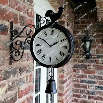 Улични градински стенни часовници-станция двустранен емблемата Ретро ретро декор за дома