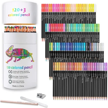 Цветни моливи KALOUR Premium 120, мек жило за художници, ярък цвят за рисуване, перушина избирателните скици, дръжка-за оцветяване за деца и възрастни