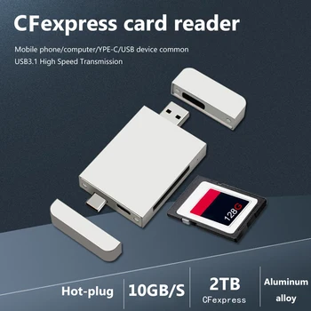 Четец на карти 10 Gbit/С Магнитен Type-C USB3.1 GEN 2 С Двоен интерфейс CFexpress За Четене на карти Сменяеми Адаптер за Преносим компютър
